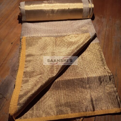FULL JARI WEAVED –TISSUE MICROCHECK SAREE 10 INCH Golden 20481
