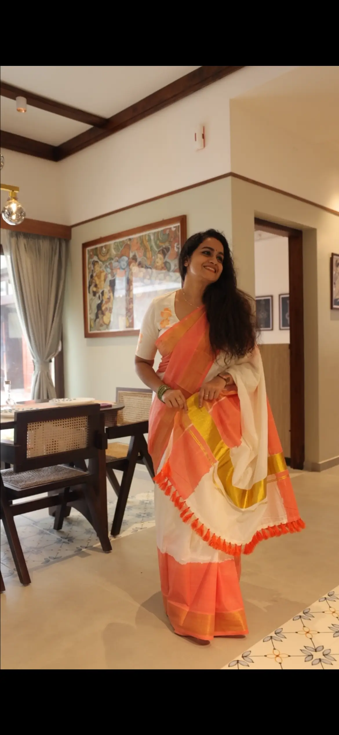 Cotton Flower Embroidery Saree with Embroidered Blouse | 20513 - Image 2
