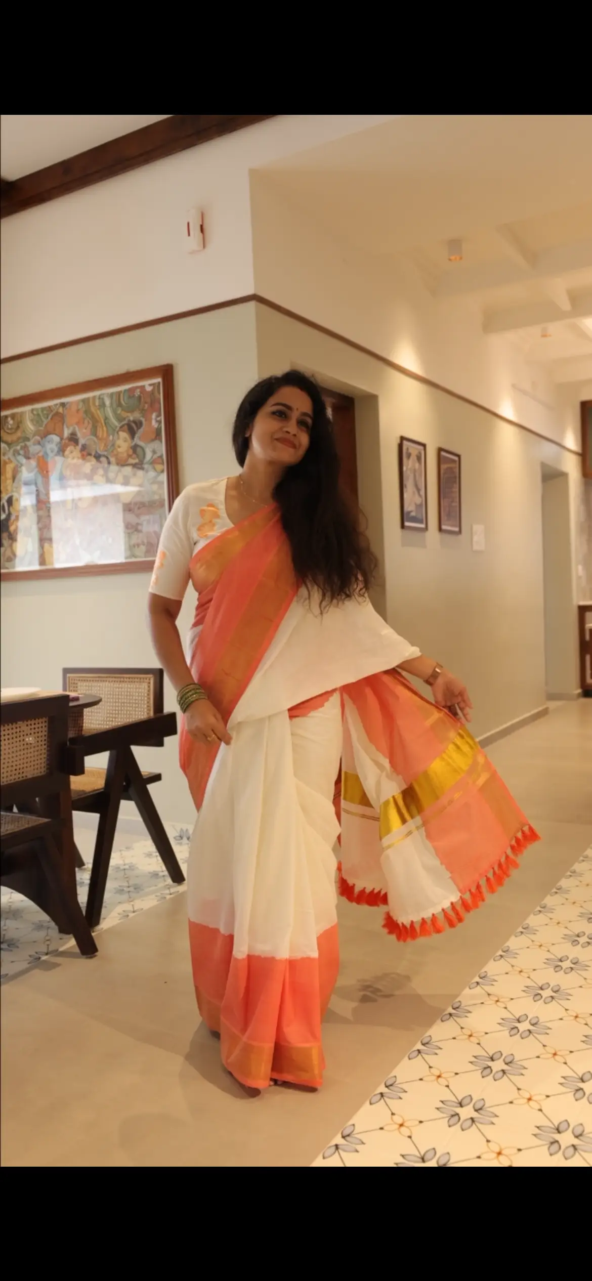 Cotton Flower Embroidery Saree with Embroidered Blouse | 20513 - Image 4