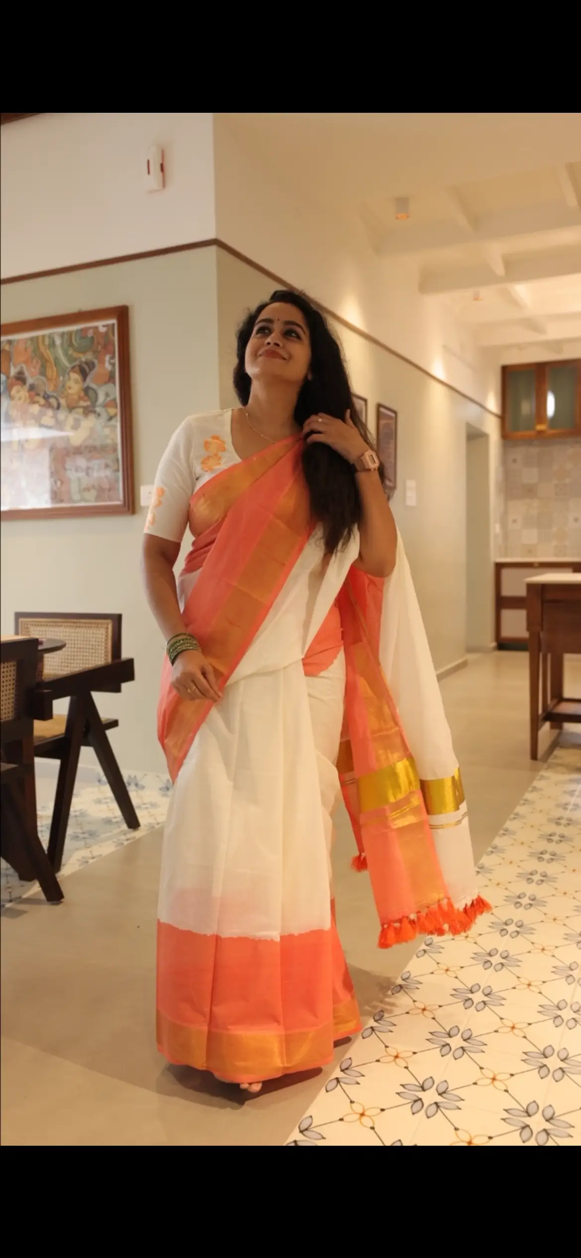Cotton Flower Embroidery Saree with Embroidered Blouse | 20513 - Image 5