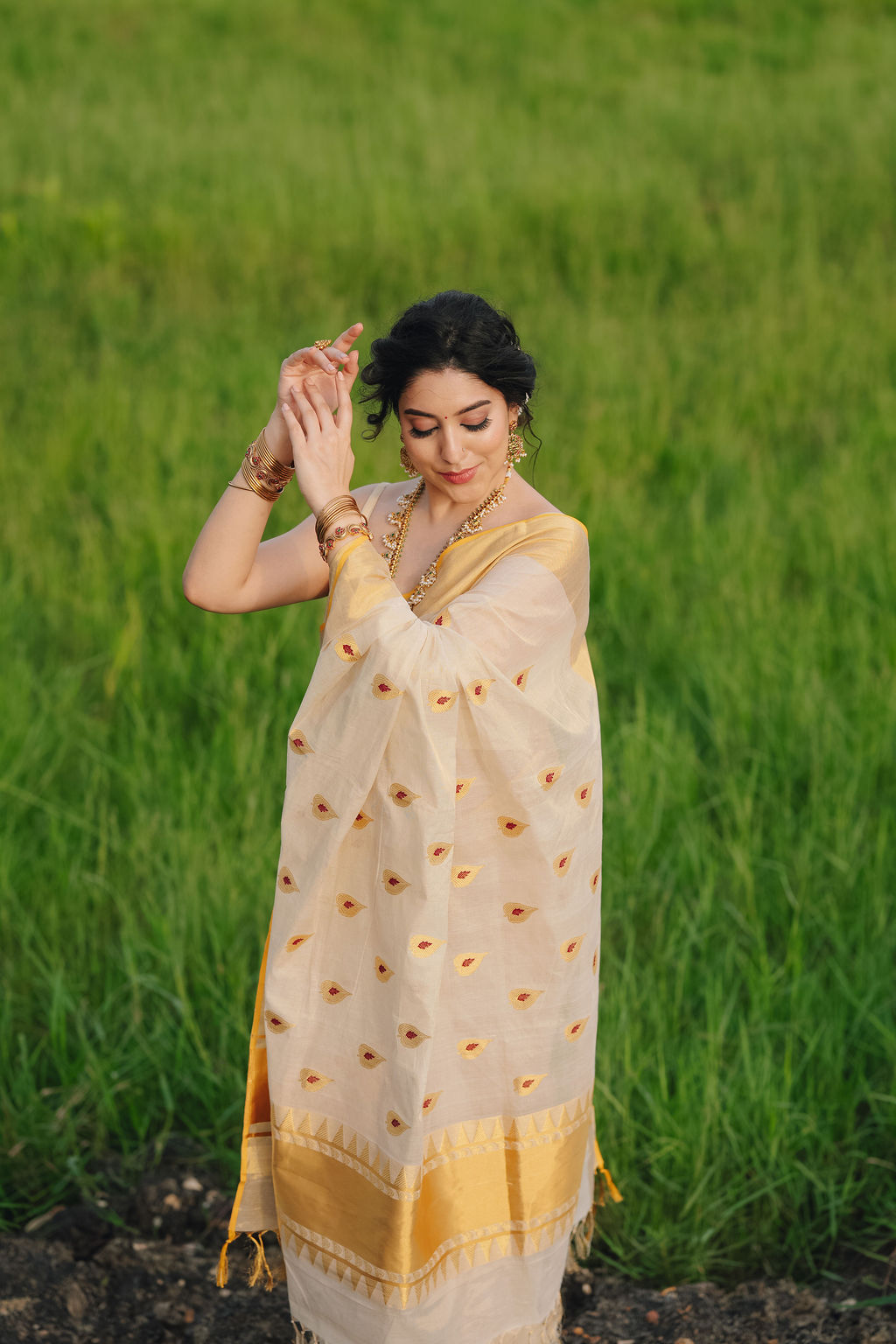 10 -ILA Pure Handloom Tissue Saree with Leaf & Meena Motifs | Premium Kerala Handloom Saree | Ready to Ship 20497 - Image 16