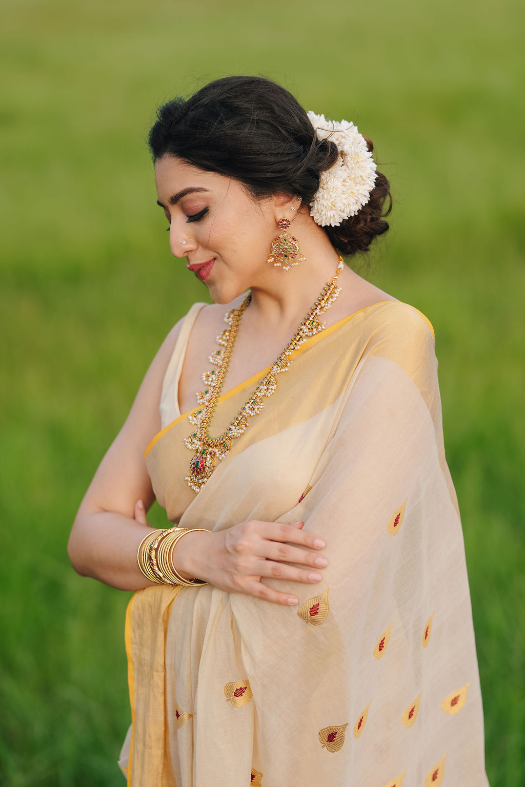 10 -ILA Pure Handloom Tissue Saree with Leaf & Meena Motifs | Premium Kerala Handloom Saree | Ready to Ship 20497 - Image 15