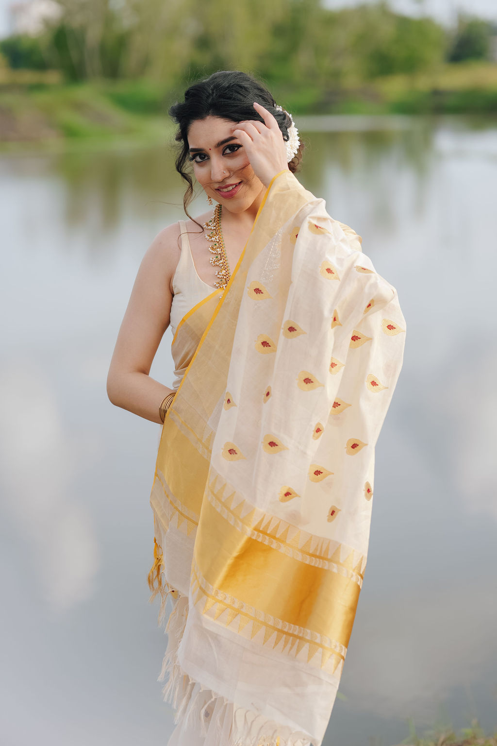 10 -ILA Pure Handloom Tissue Saree with Leaf & Meena Motifs | Premium Kerala Handloom Saree | Ready to Ship 20497 - Image 26