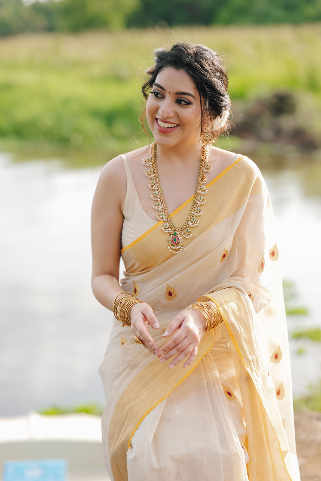 10 -ILA Pure Handloom Tissue Saree with Leaf & Meena Motifs | Premium Kerala Handloom Saree | Ready to Ship 20497
