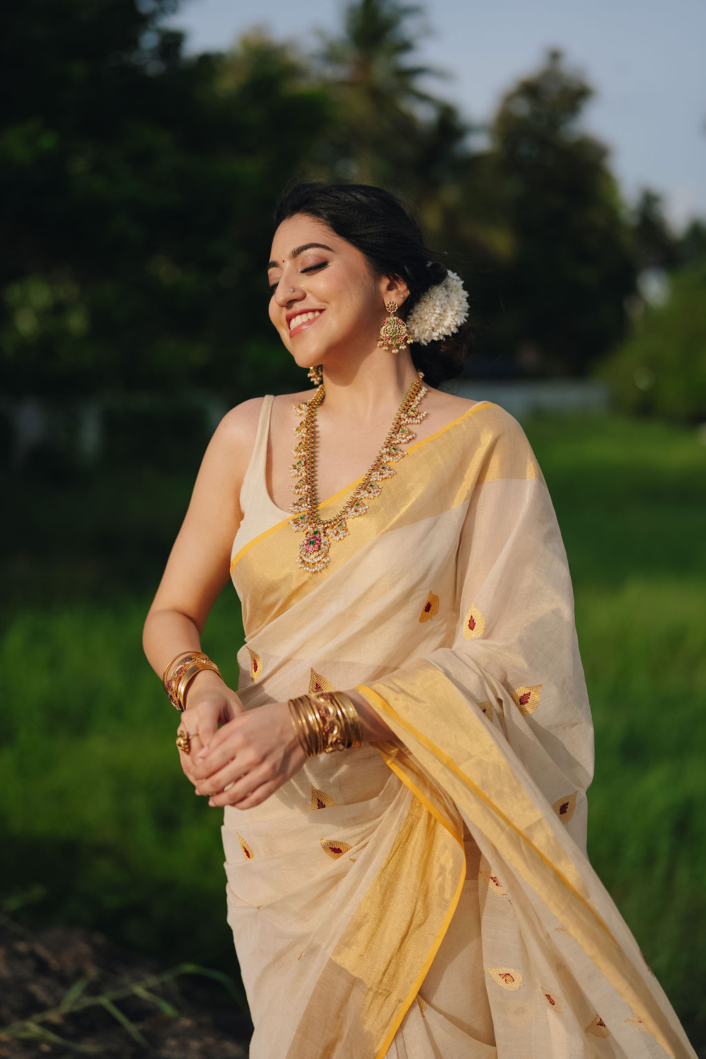 10 -ILA Pure Handloom Tissue Saree with Leaf & Meena Motifs | Premium Kerala Handloom Saree | Ready to Ship 20497 - Image 17