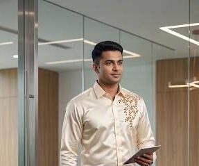 Off White Embroidered Men's Shirt | Premium Ethnic Shirt | Floral Embroidery | 40126