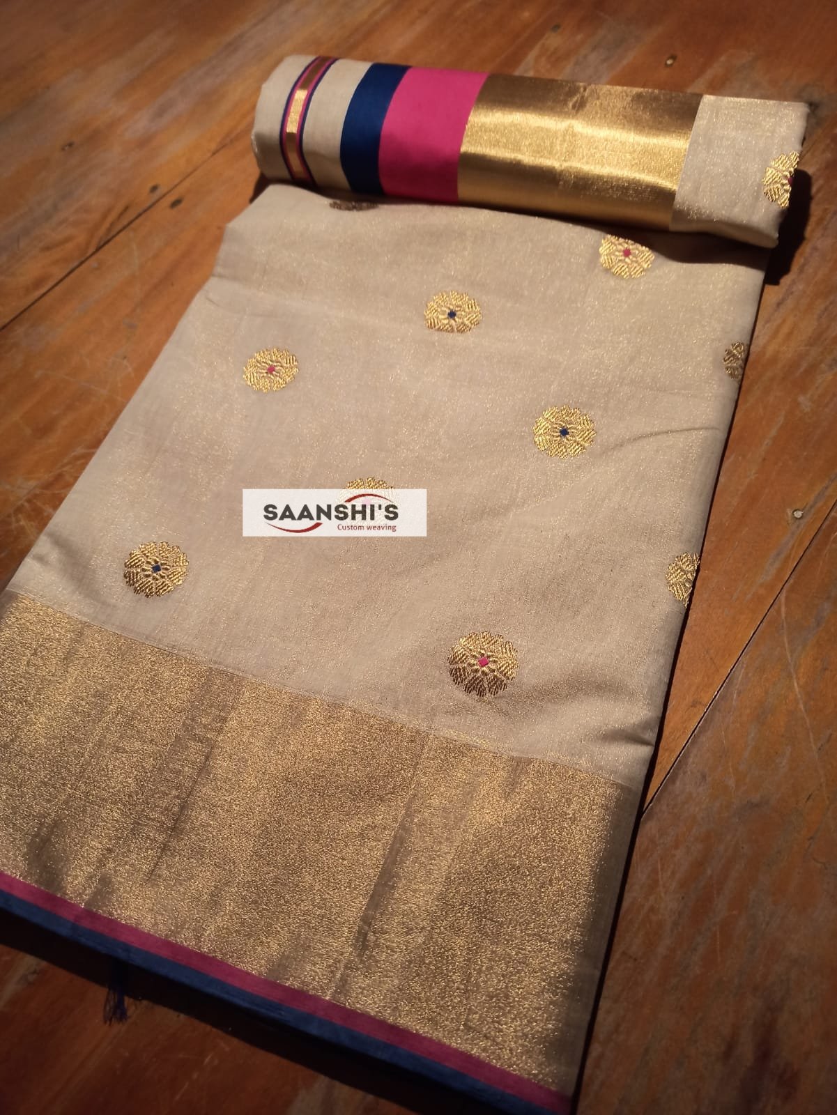 SMITHA- PURE HANDLOOM TISSUE FLOWER MEENA SAREE 30197
