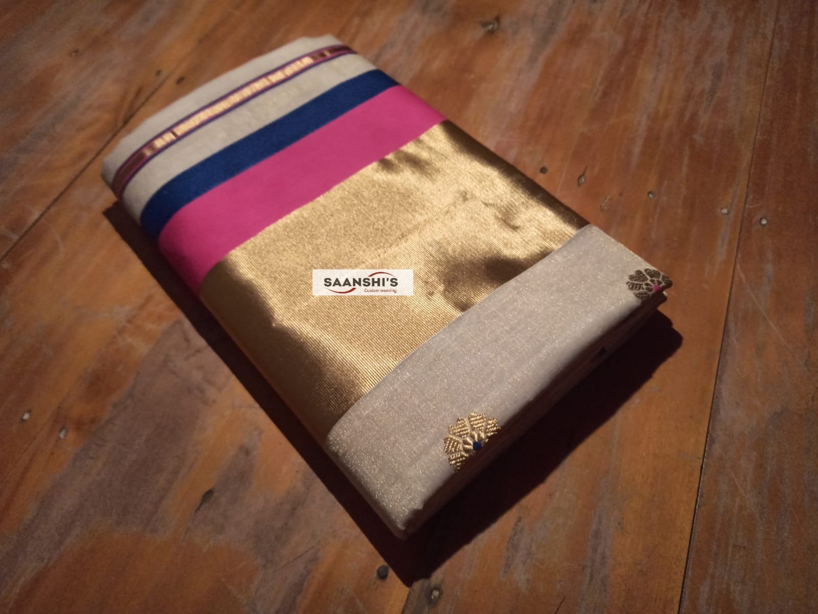 SMITHA- PURE HANDLOOM TISSUE FLOWER MEENA SAREE 30197 - Image 2