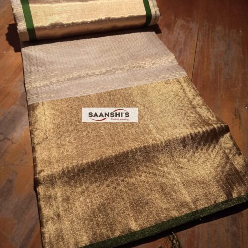 FULL JARI WEAVED –TISSUE MICROCHECK SAREE 10 INCH Golden 20481