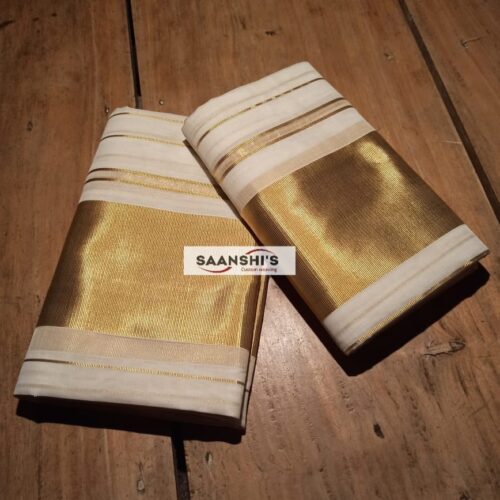 Pure Handloom Cotton Set Mund with 4 Inch Border & Kara