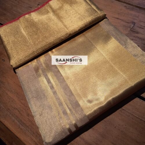 Pure Handloom Tissue Saree with Double Jari Weave & Red Kara