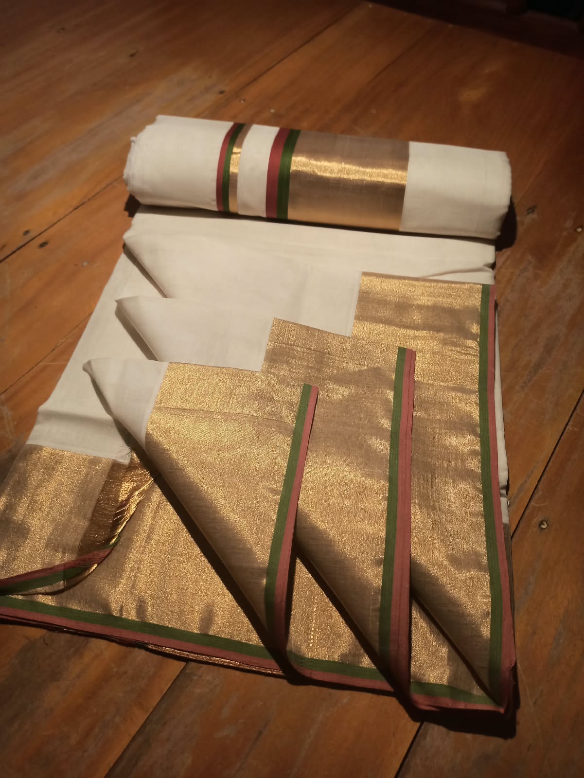 BRICK RED + OLIVE GREEN | HL COTTON | SAREE | 20548
