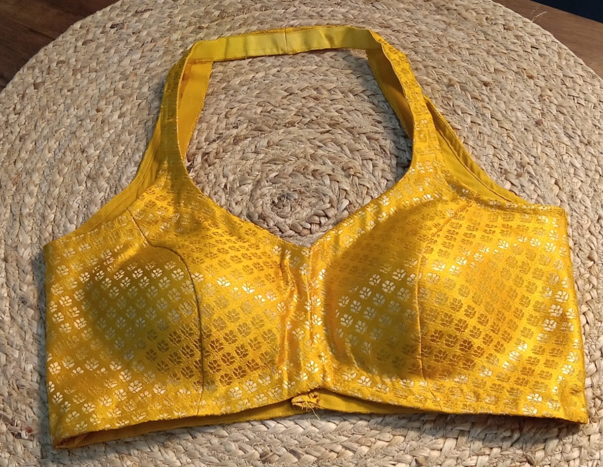 Banarasi Brocade Ready Made Blouse | Golden Yellow