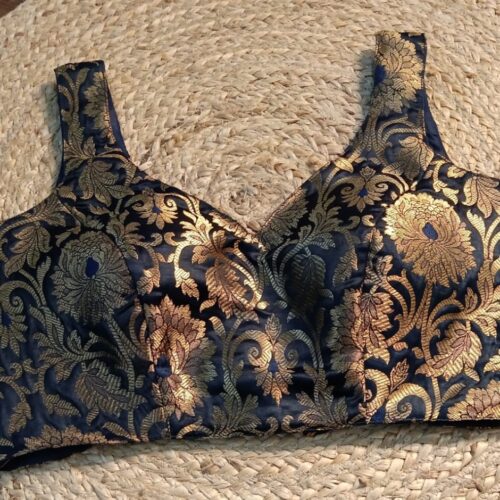 Banarasi Brocade Ready-Made Blouse| Navy Blue