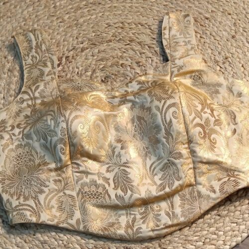 Banarasi Brocade Ready Made Blouse | Off White