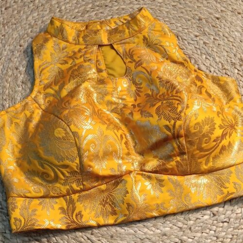 Banarasi Brocade Ready Made Blouse | Yellow