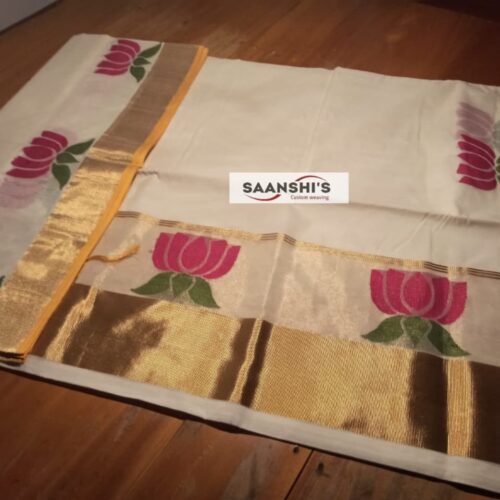PURE HANDLOOM COTTON LOTUS SAREE- 5271
