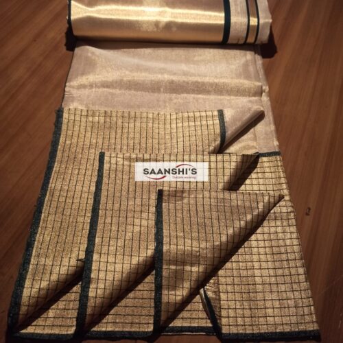 Pure Handloom Tissue Saree weaved with check border